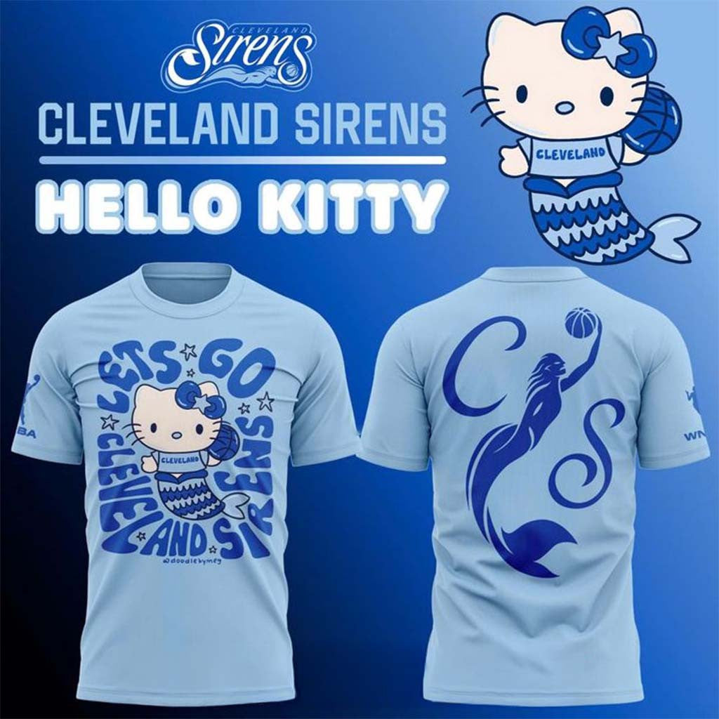 Cleveland Sirens Hello Kitty Mermaid 2026 T-Shirt Cleveland Sirens Merch Basketball Fan Gifts - Merchluma
