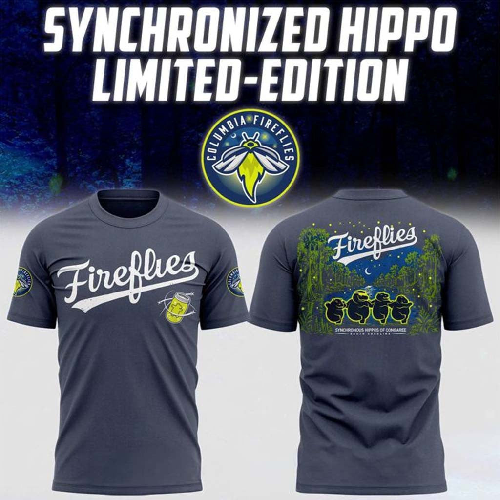 Columbia Fireflies X Synchronized Hippos 2026 Special Shirt Columbia Fireflies Merch Gifts - Merchluma