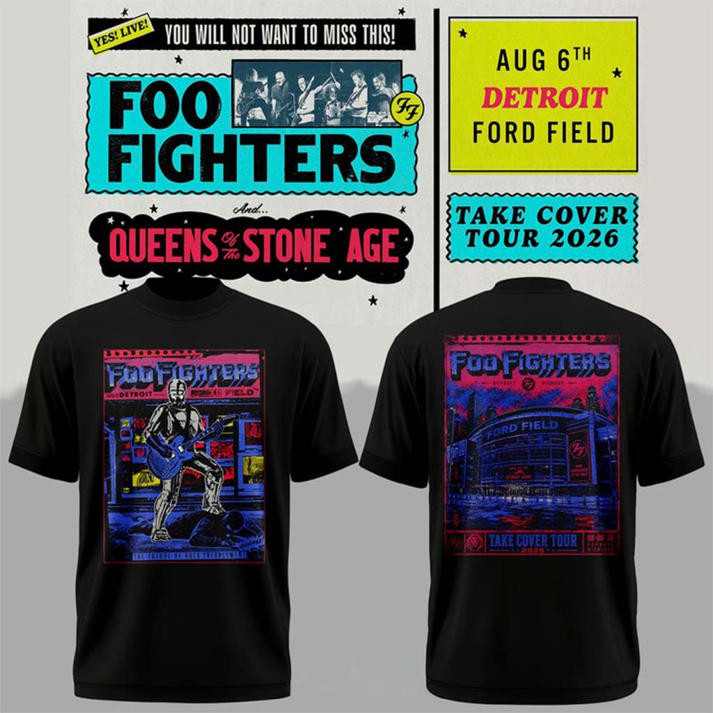 Foo Fighters Take Cover Tour 2026 Detroit Ford Field Stadium Shirt Foo Fighters Concert Merch - Merchluma