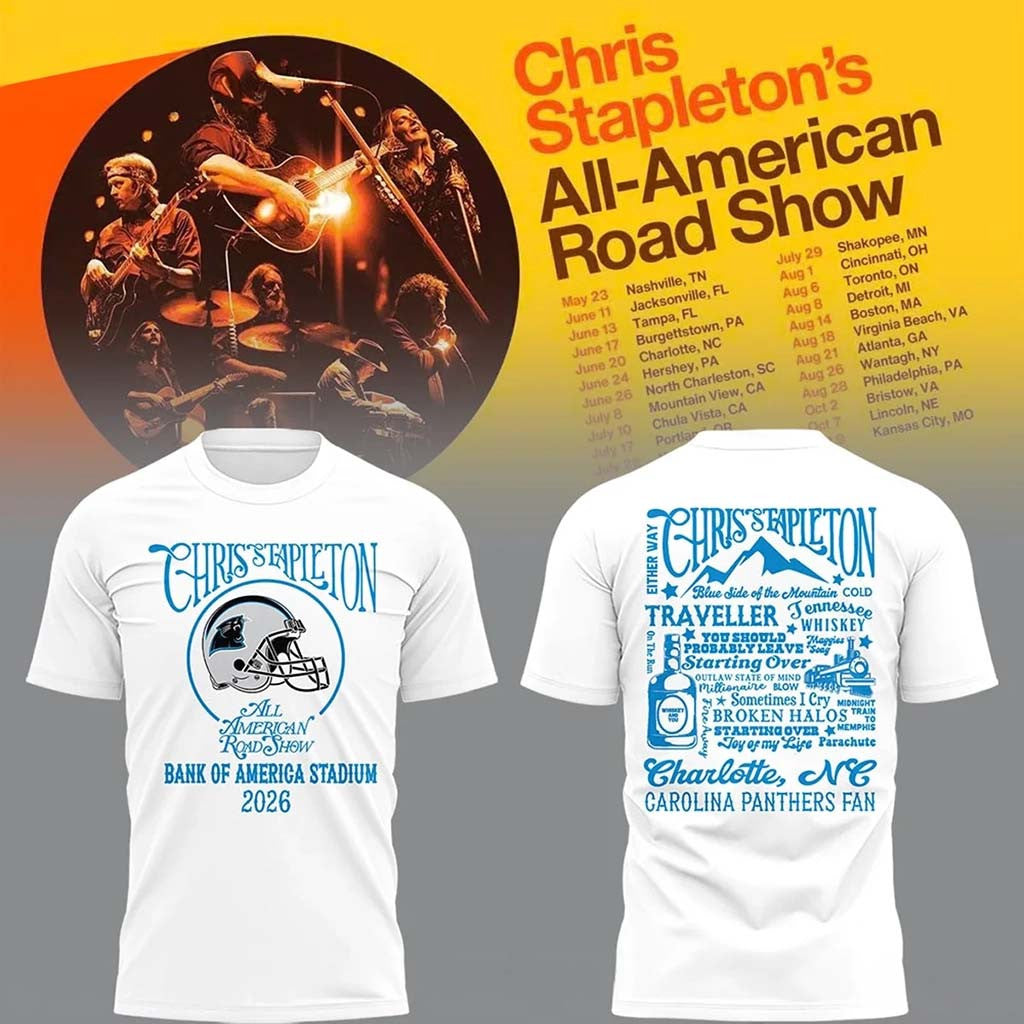 Carolina Panthers X Chris Stapleton All American Road Show Shirt Panthers Merch White - Merchluma