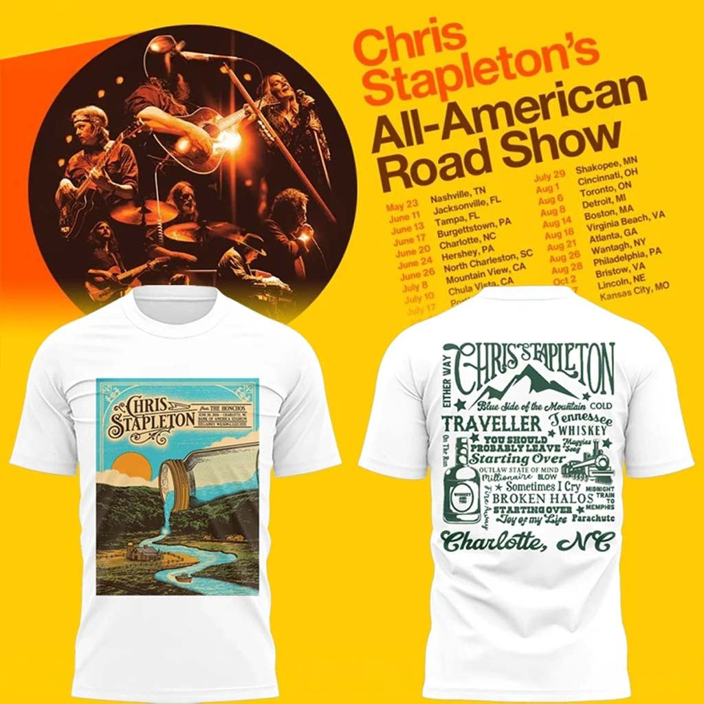 Chris Stapleton's Merch All American Road Show In Charlotte NC T-Shirt Gifts For Music Fans - Merchluma