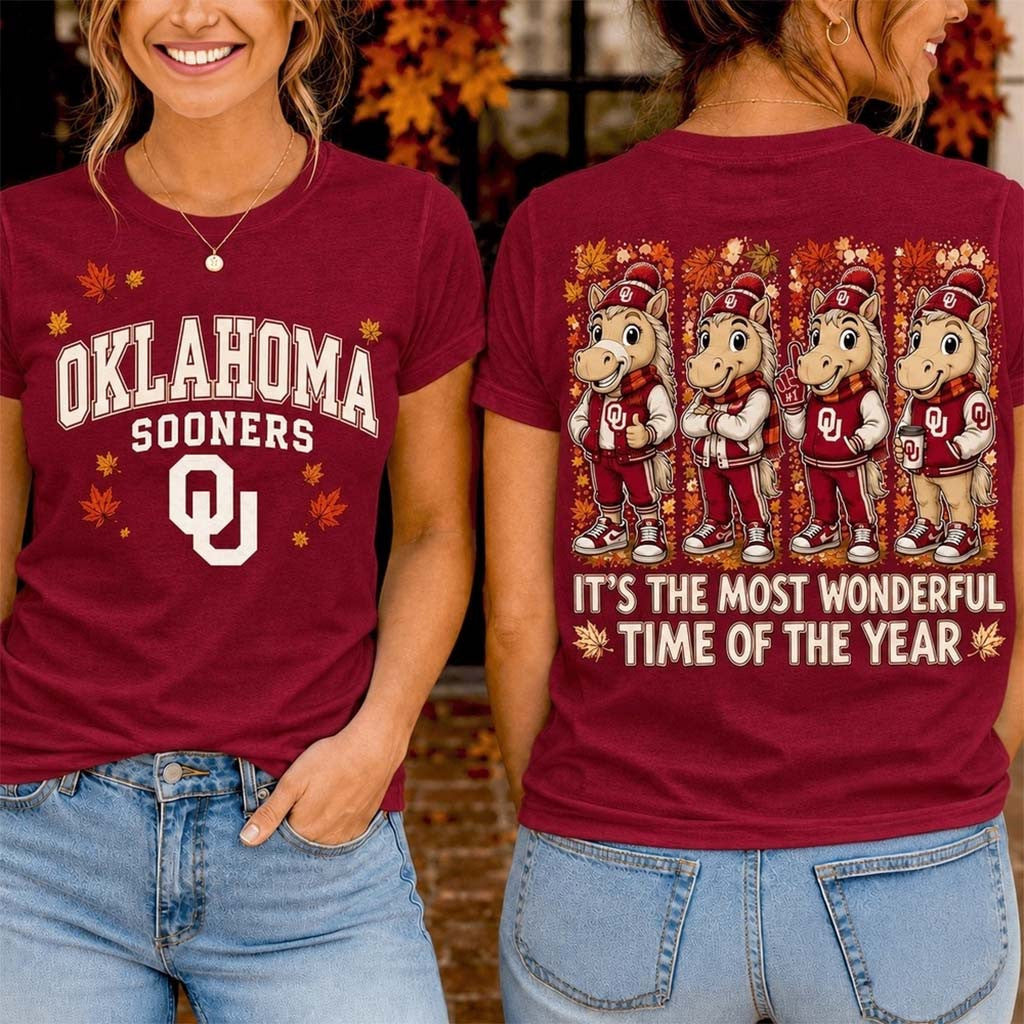 Oklahoma Sooners Merch 2026 Autumn Festive Cheer T-Shirt Fall Theme Clothes Gift For Game Day - Merchluma