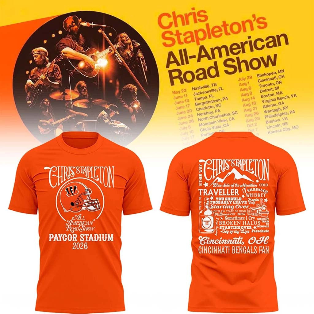 Cincinnati Bengals X Chris Stapleton All American Road Show T-Shirt Cincinnati Bengals Merch - Merchluma