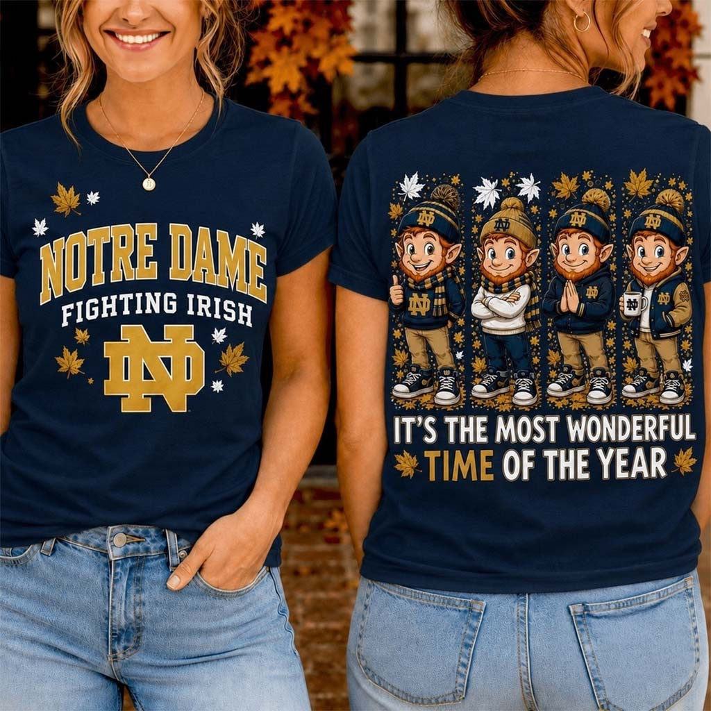 Notre Dame Fighting Irish Merch 2026 Autumn Festive Cheer T-Shirt Gift For Game Day - Merchluma
