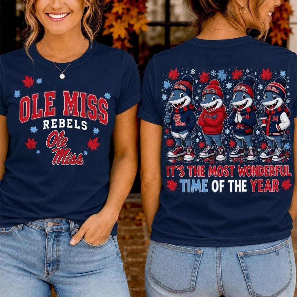 Ole Miss Rebels Merch 2026 Autumn Festive Cheer T-Shirt Cozy Fall Clothes Gift For Sports Fans - Merchluma