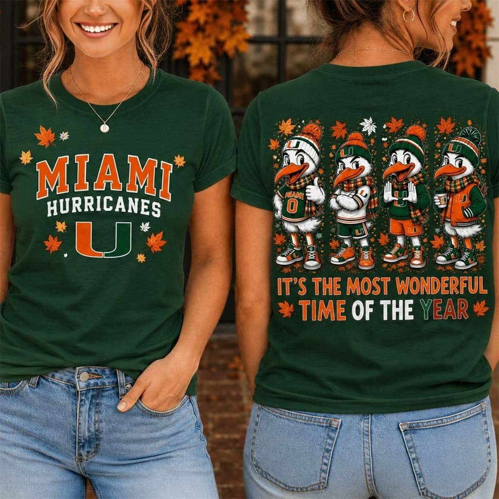 Miami Hurricanes Merch 2026 Autumn Festive Cheer T-Shirt Fall Inspired Clothes Gift For Fans - Merchluma