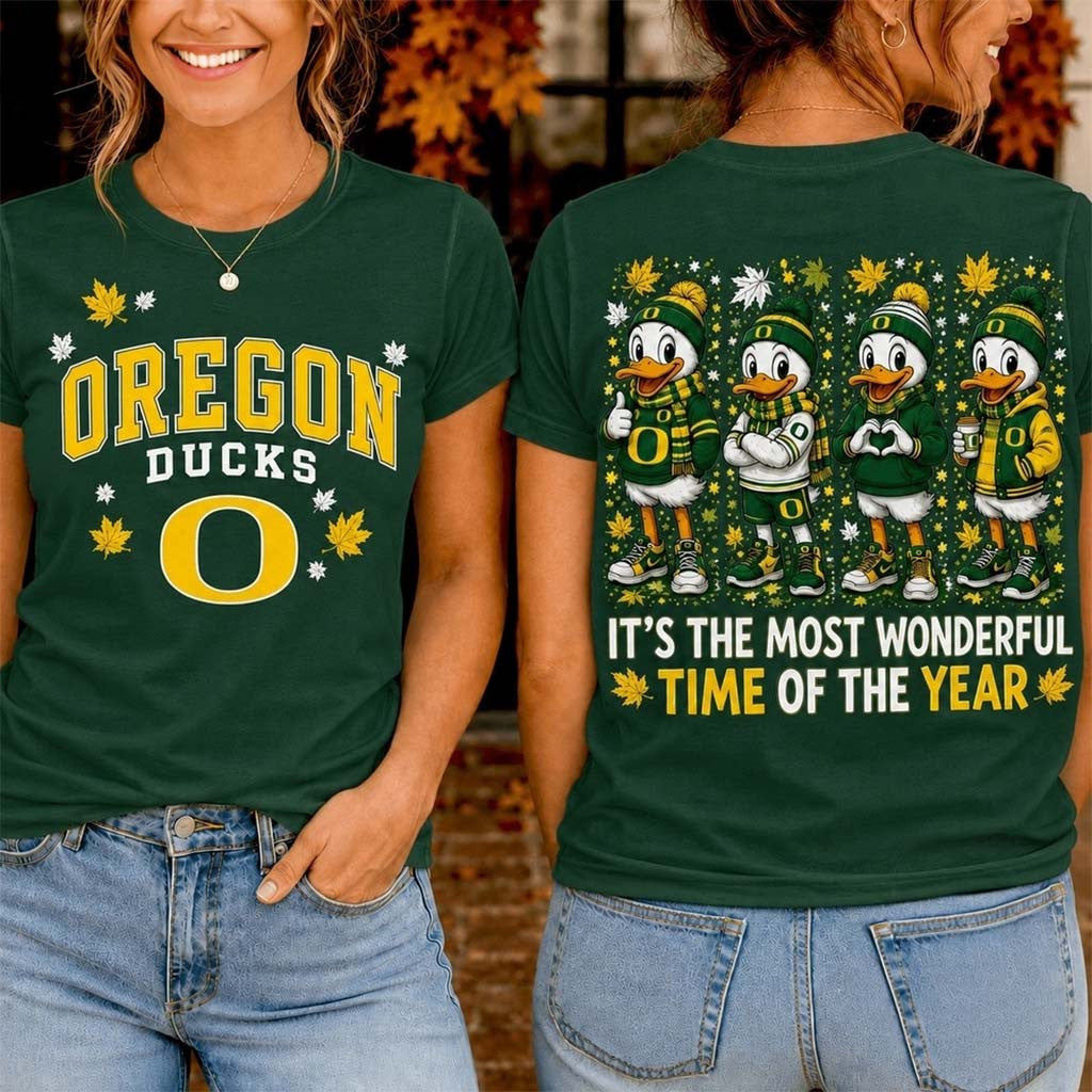 Oregon Ducks Merch 2026 Autumn Festive Cheer T-Shirt Cute Fall Looks Gift For Sports Fans - Merchluma