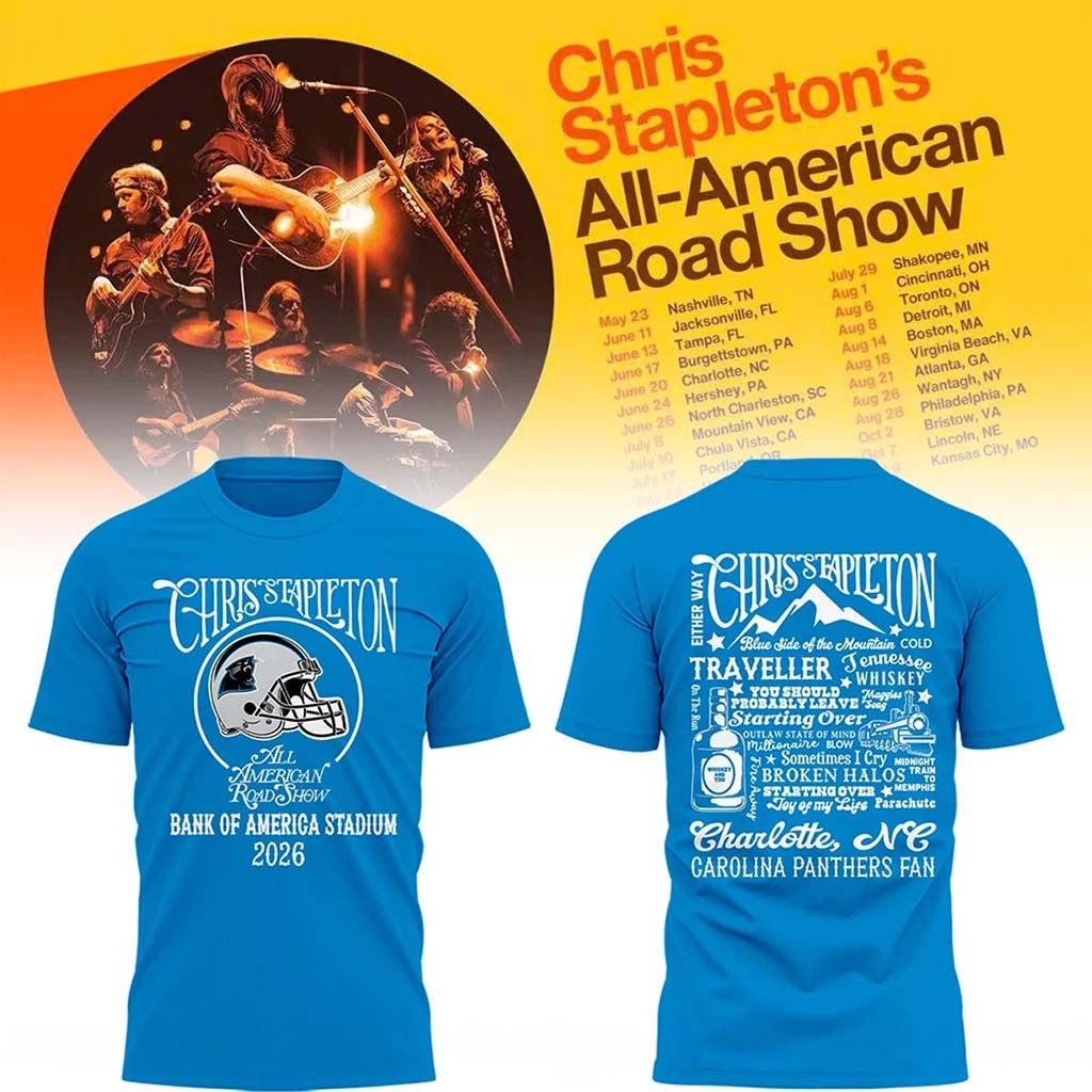 Carolina Panthers X Chris Stapleton All American Road Show Shirt Panthers Merch Blue - Merchluma