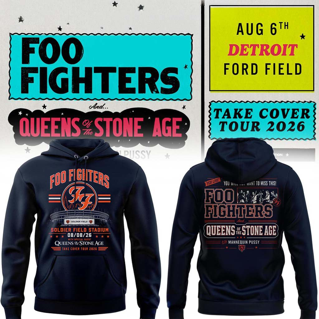 Foo Fighters X Queens Of The Stone Age Merch Take Cover Tour 2026 Chicago Hoodie Concert Gear - Merchluma