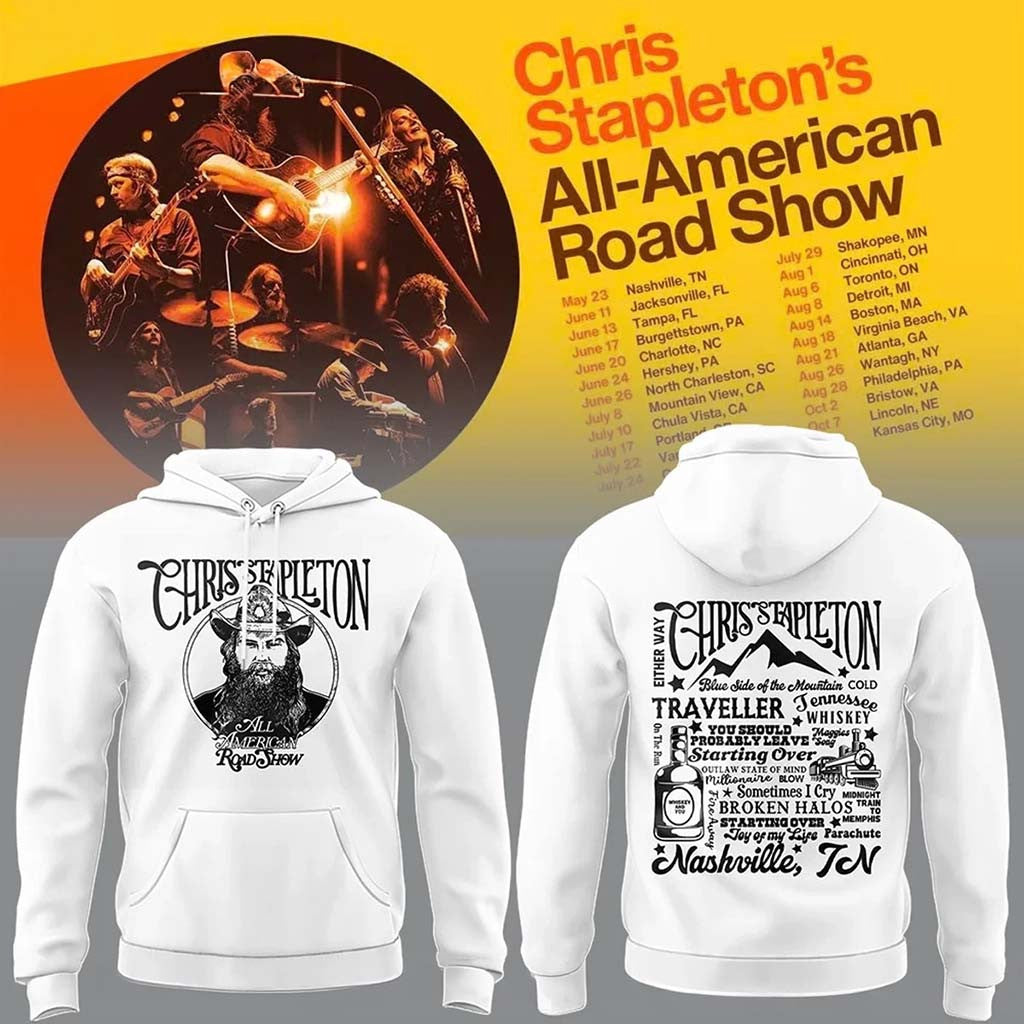 Chris Stapleton Merch All American Road Show Hoodie White Gifts For Music Lovers - Merchluma