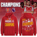 Arsenal FC Premier League Champions Red Hoodie 2026 Arsenal FC Merch Gift For Football Fans - Merchluma