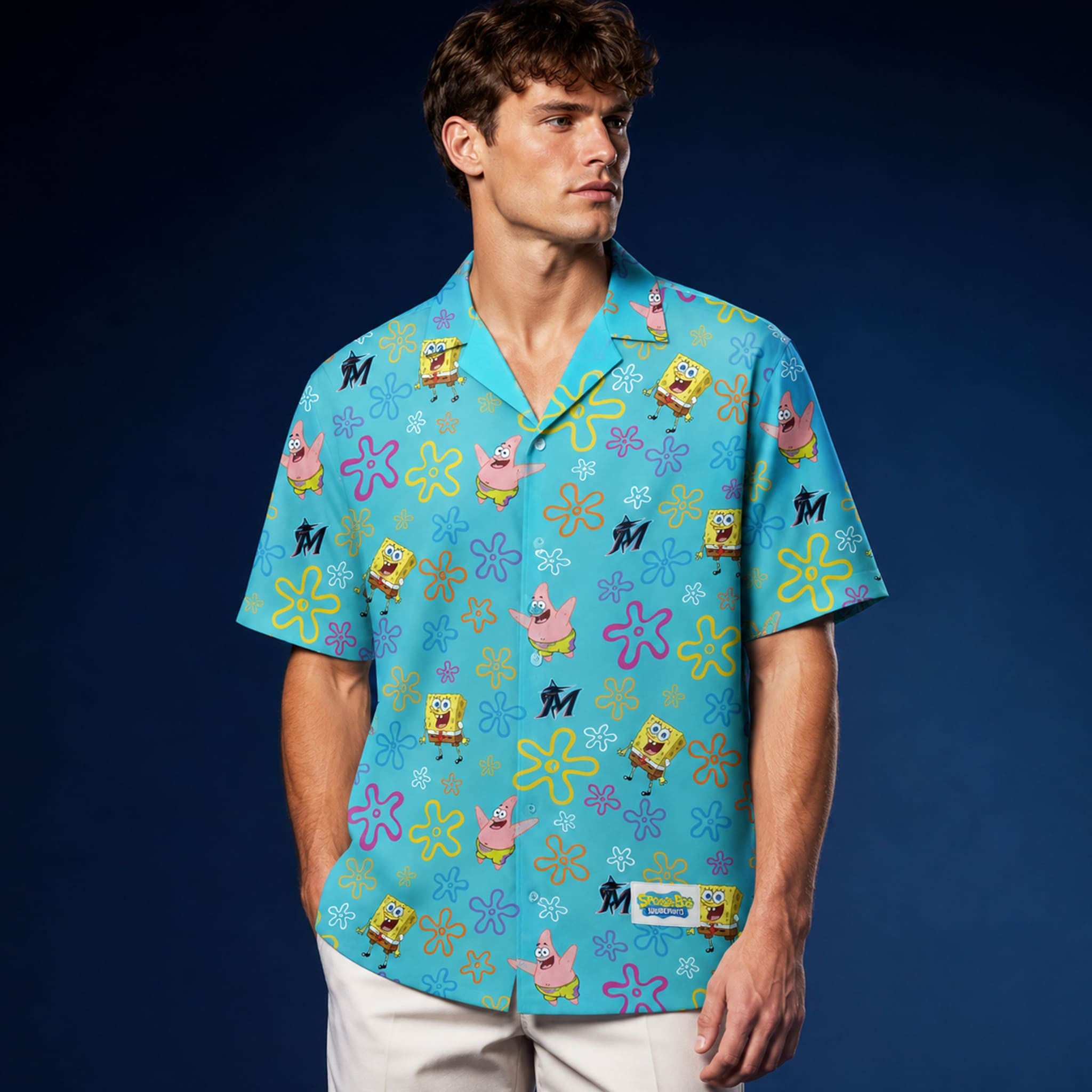 2026 Marlins Spongebob Hawaiian Shirt Miami Marlins Merch Best Gifts For Baseball Fans - Merchluma