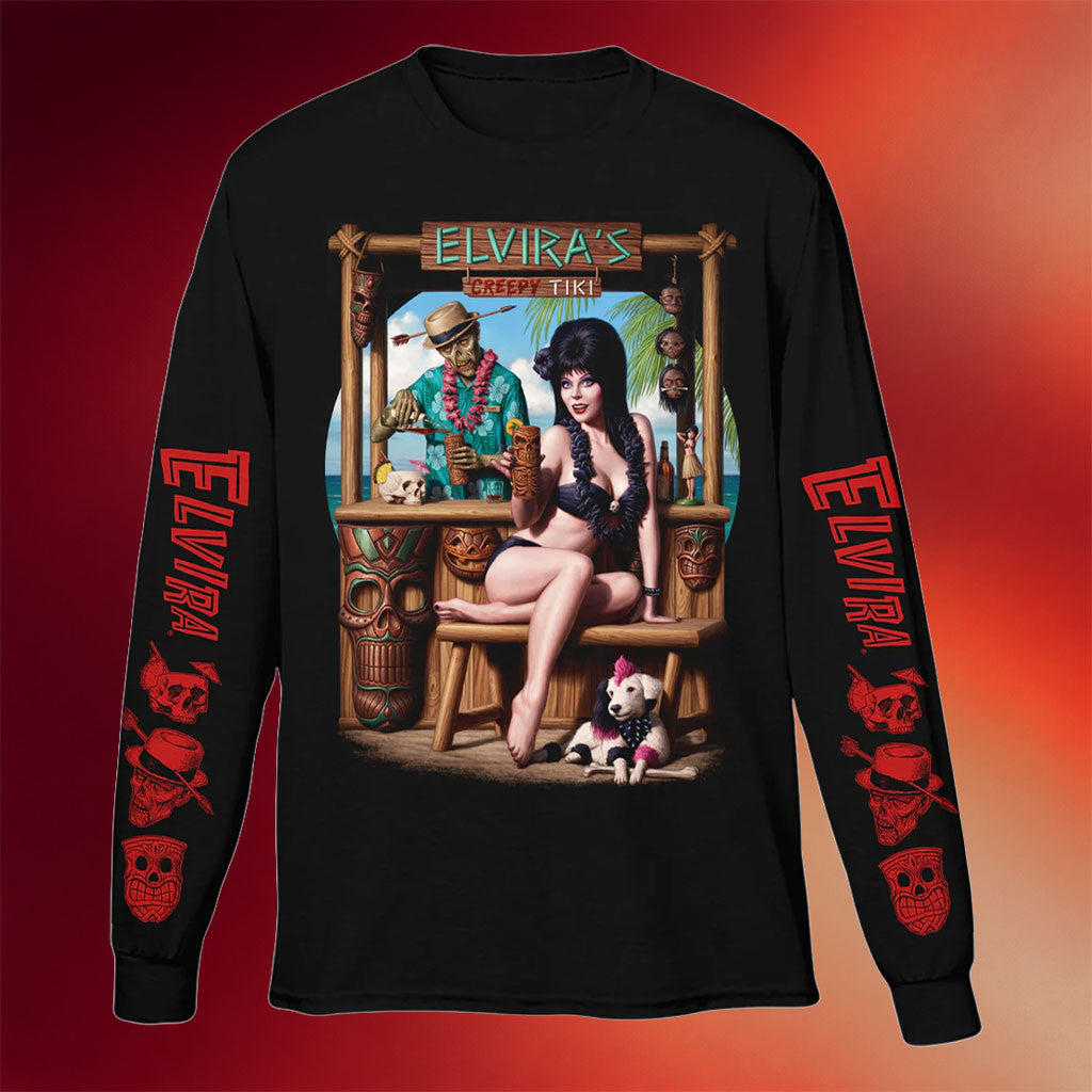 Cavitycolors Merch 2026 Elvira Creepy Tiki Long Sleeve Shirt Gift For Horror Lovers - Merchluma