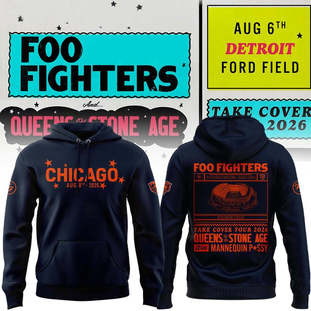 Chicago Bears X Foo Fighters Take Cover Tour 2026 Hoodie Foo Fighters Concert Merch Fan Gifts - Merchluma