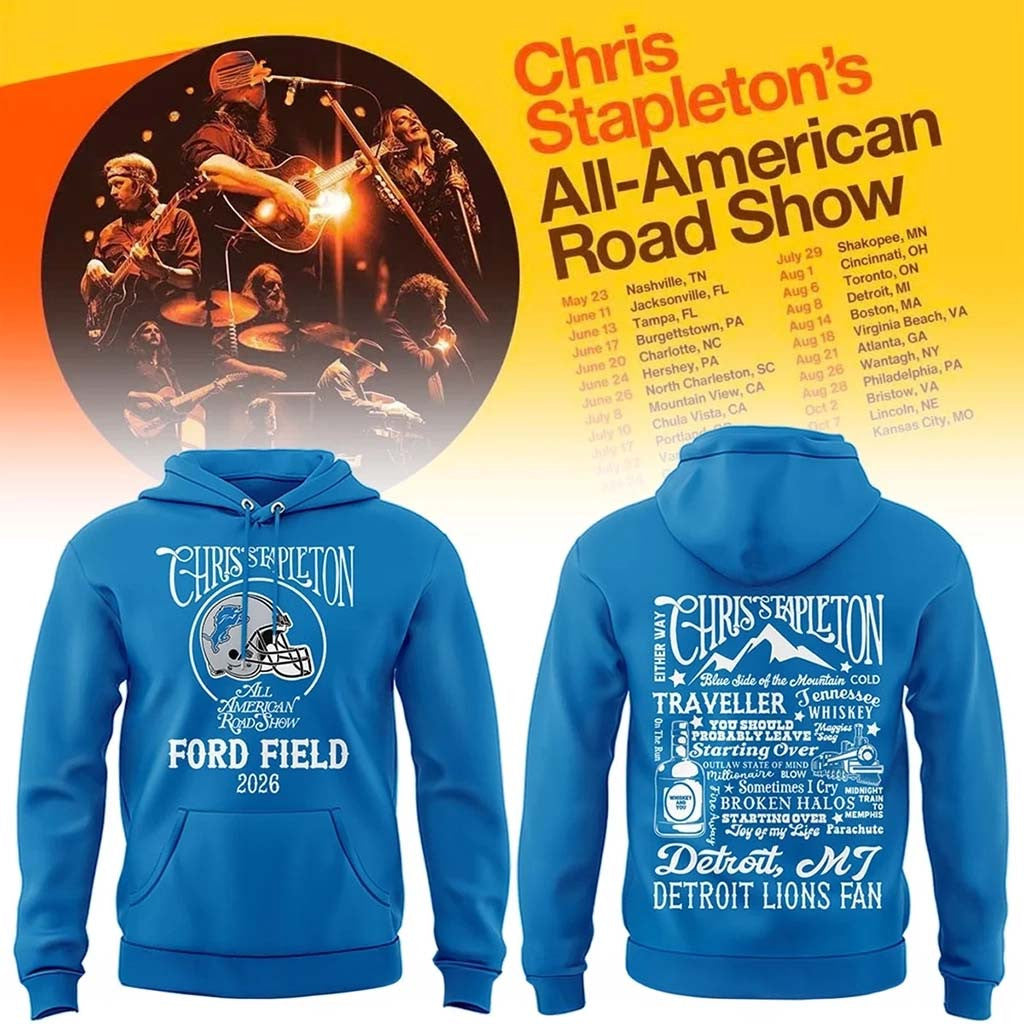 Detroit Lions X Chris Stapleton All American Road Show Hoodie Detroit Lions Merch Fans Gifts - Merchluma