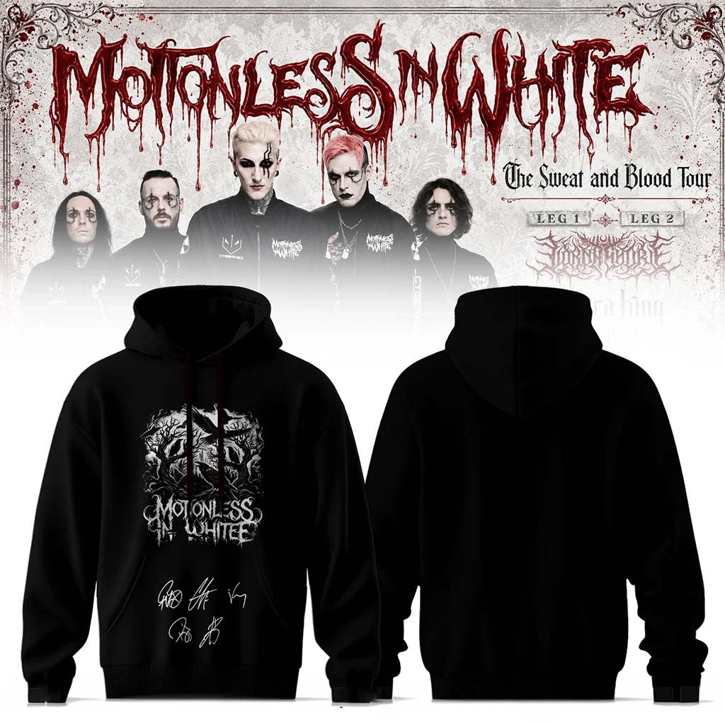 Motionless In White Merch The Sweat And Blood Tour 2026 Signature Hoodie Gifts For Music Lovers - Merchluma