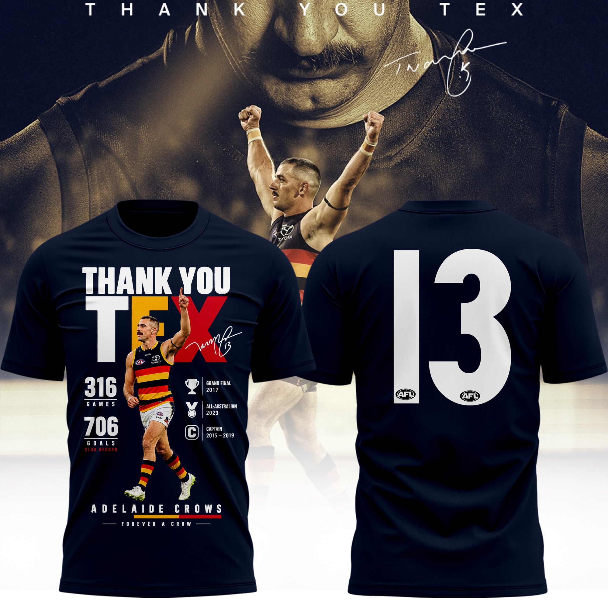 Adelaide Crows #13 Taylor Walker Forever a Crow Shirt Navy Taylor Walker Merch Gifts For Fan - Merchluma