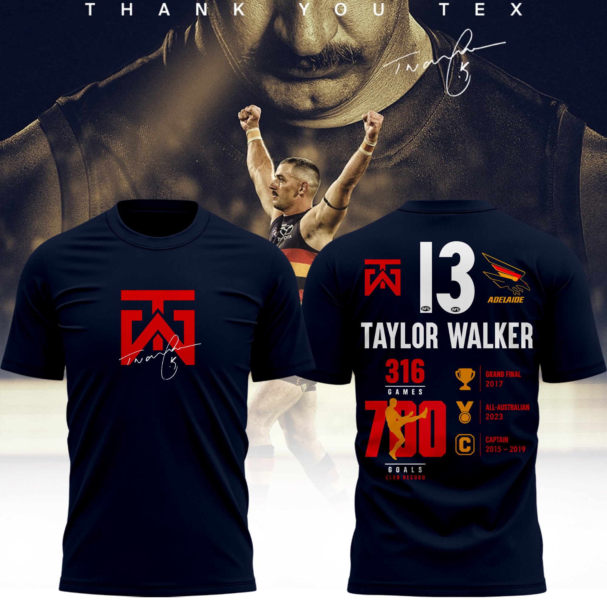 Adelaide Crows x Taylor Walker Forever a Crow Shirt Taylor Walker Merch Gifts For Him - Merchluma