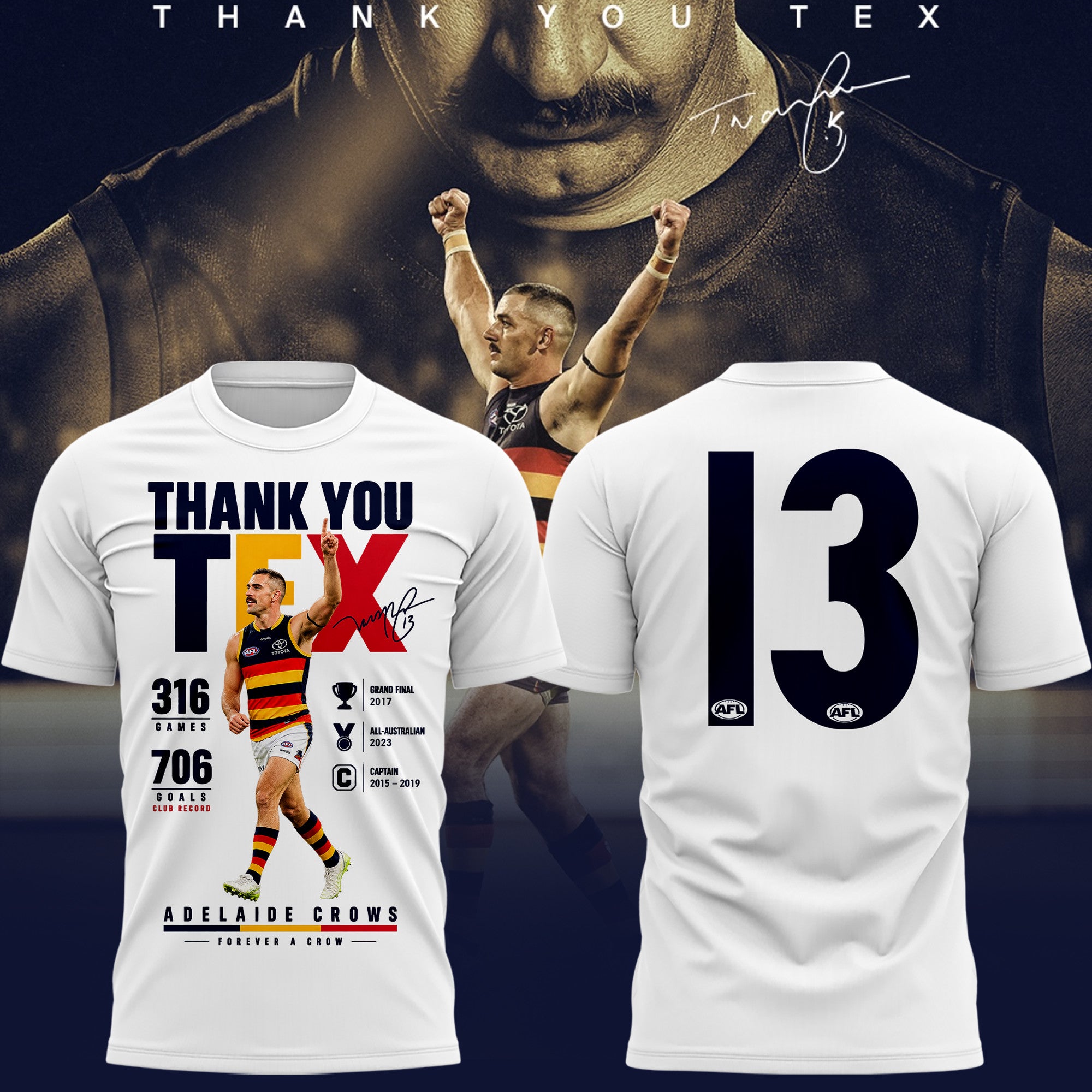 Adelaide Crows #13 Taylor Walker Forever a Crow Shirt White Taylor Walker Merch Gifts For Son - Merchluma