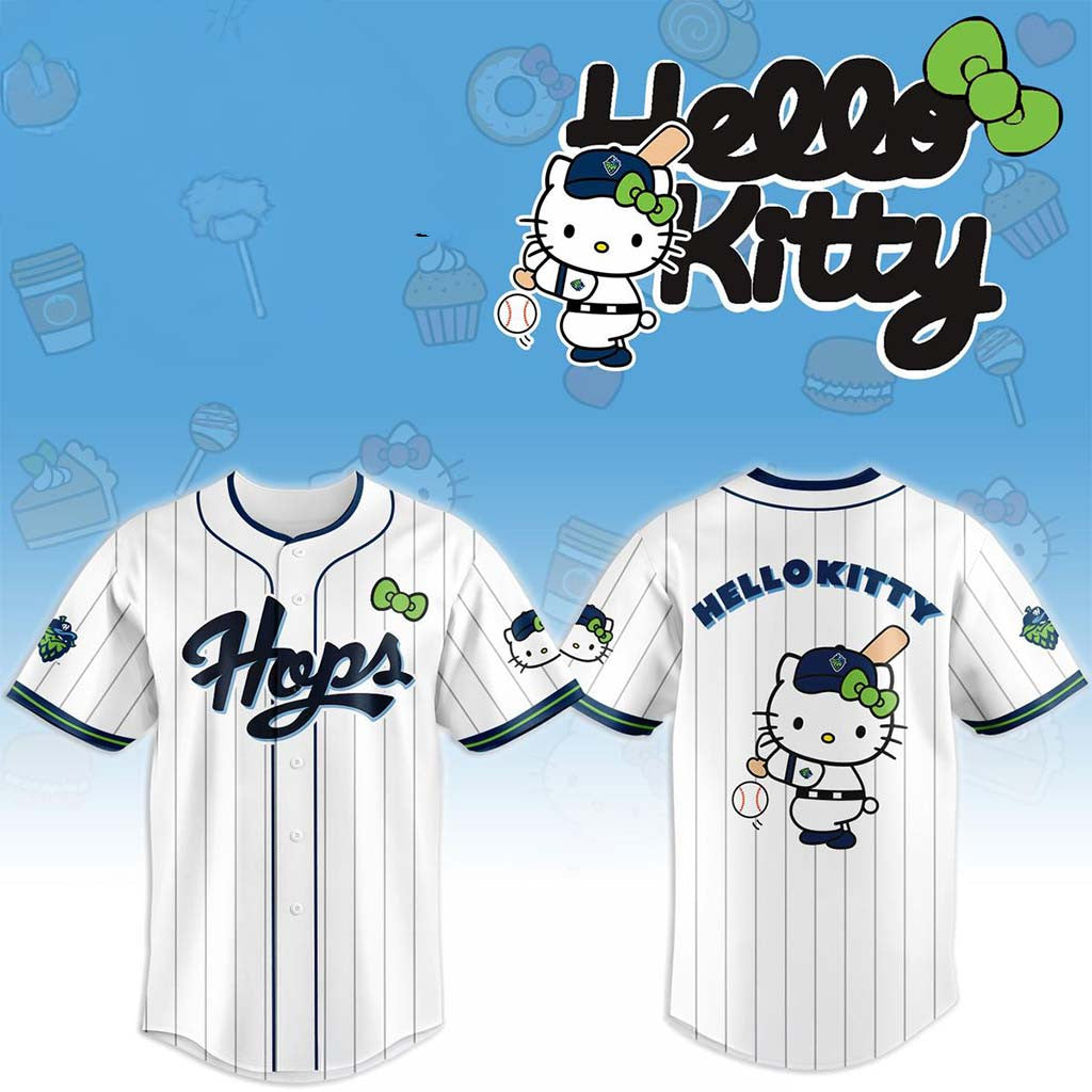 Hillsboro Hops X Hello Kitty Classic Striped 2026 Night Game Jersey Hillsboro Hops Merch Gifts - Merchluma