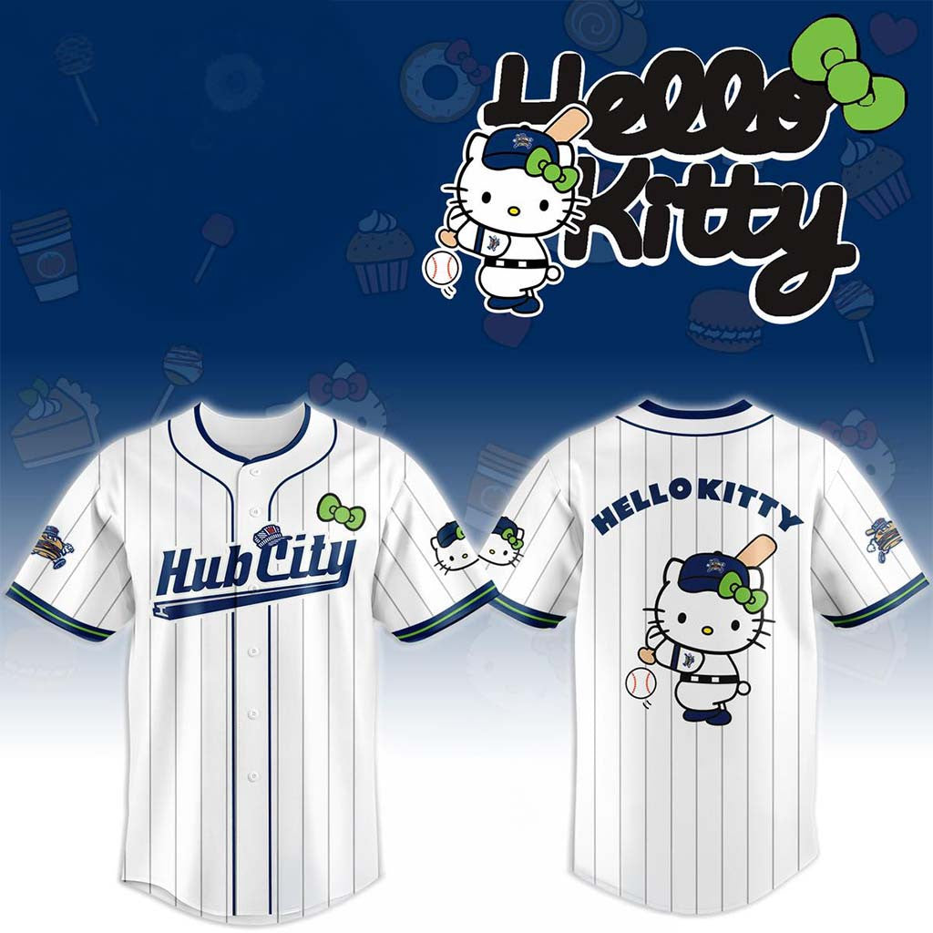 Hub City Spartanburgers X Hello Kitty Striped 2026 Night Game Jersey Spartanburgers Merch - Merchluma