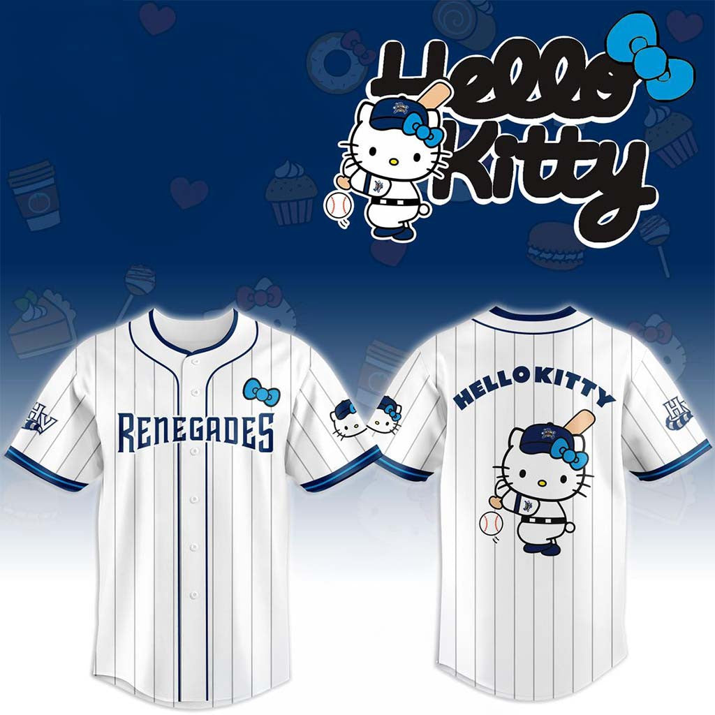 Hudson Valley Renegades X Hello Kitty Classic Striped 2026 Night Game Jersey Renegades Merch - Merchluma