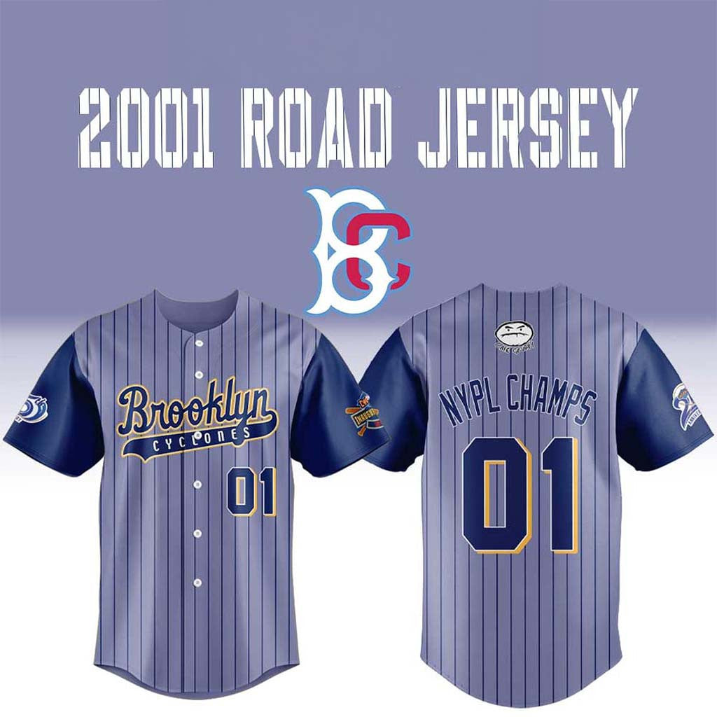 Brooklyn Cyclones From 2001 Road Jersey #1 NYPL Champs Jersey Brooklyn Cyclones Merch Gifts - Merchluma