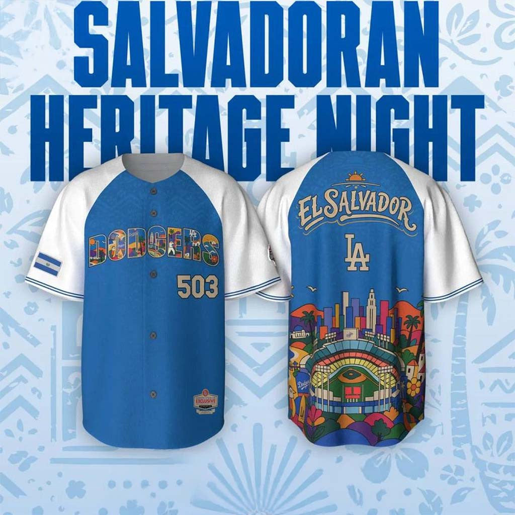 Los Angeles Dodgers Salvadoran Heritage Night 2026 The Proud Baseball Jersey LA Dodgers Merch - Merchluma