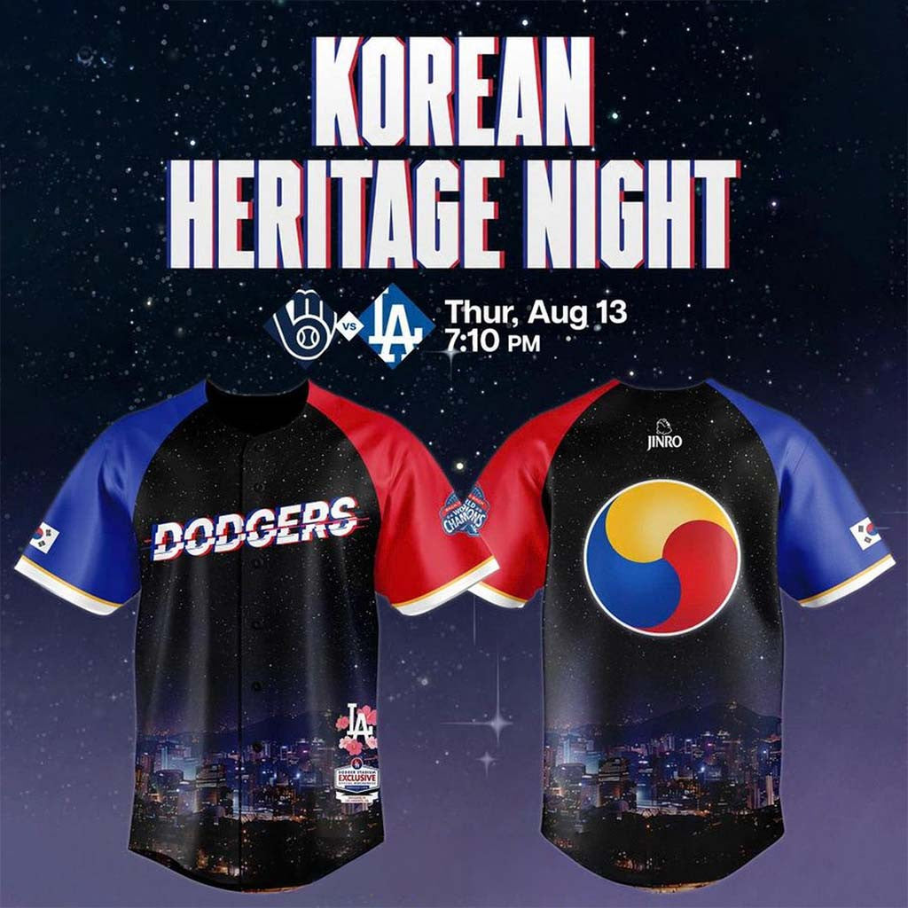Los Angeles Dodgers 2026 Korean Heritage Night Baseball Jersey LA Dodgers Merch Fan Gifts - Merchluma