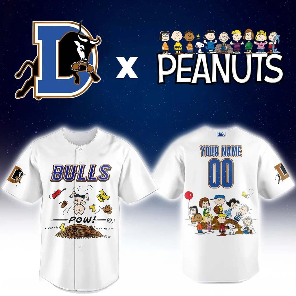 Personalized Durham Bulls Peanuts Night Baseball Jersey Durham Bulls Merch Baseball Fans Gifts - Merchluma