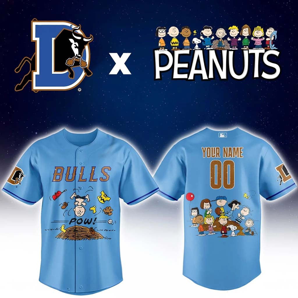 Personalized Durham Bulls Peanuts Baseball Jersey Durham Bulls Merch Gift For Baseball Fans - Merchluma