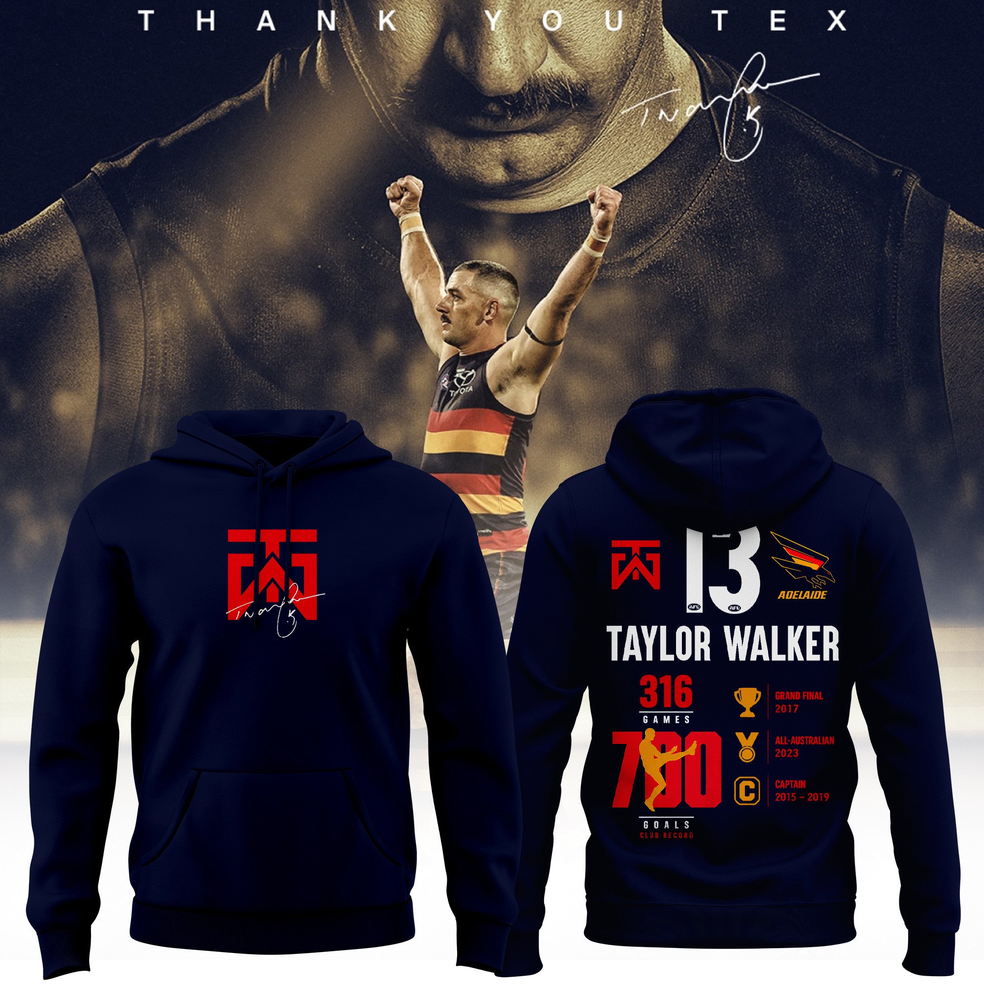 Adelaide Crows x Taylor Walker Forever a Crow Hoodie Taylor Walker Merch Gifts For Fans - Merchluma