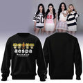 Bape X Aespa Merch 2026 Aespa Baby Milo Lemonade Black Sweatshirt 2026 KPop Gear Gift For Fans - Merchluma