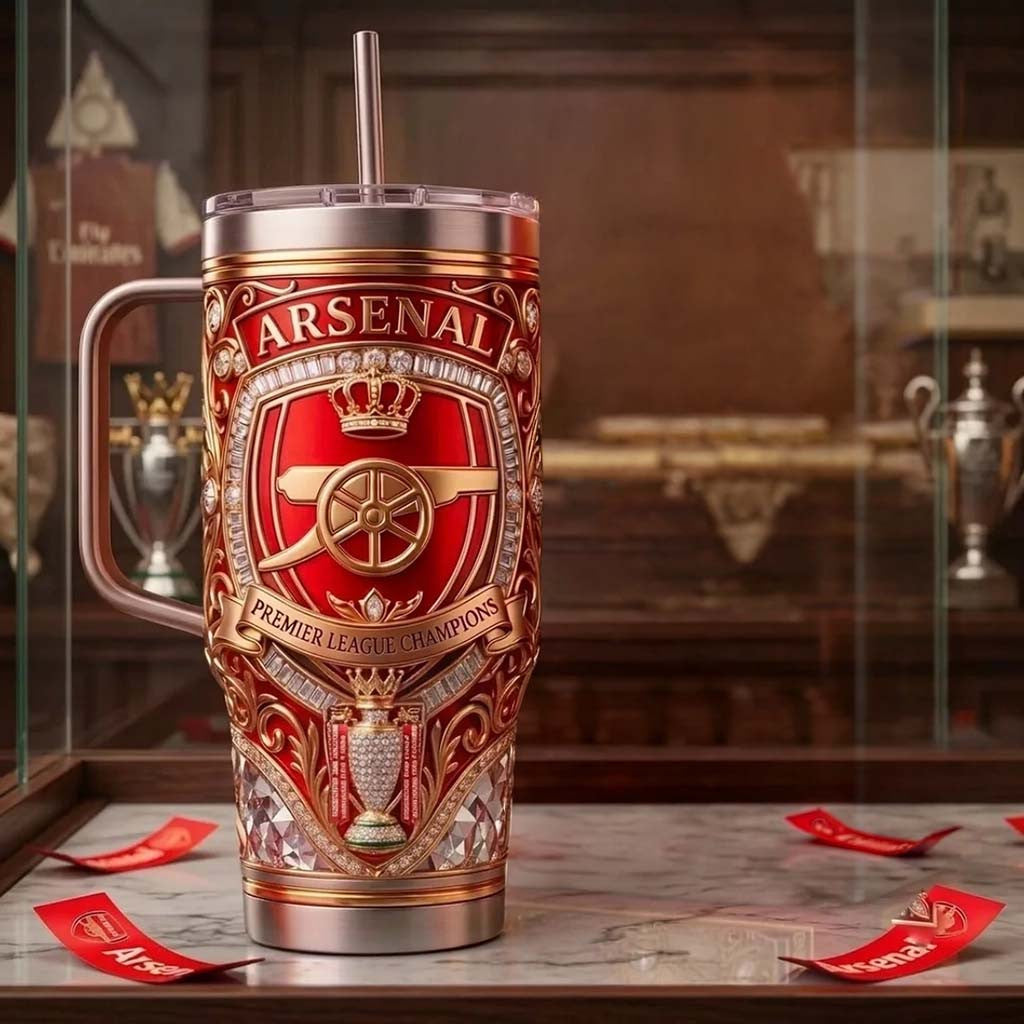 Arsenal Premier League Champions Gold YETI Tumbler Arsenal FC Merch 2026 Gift For Brothers - Merchluma