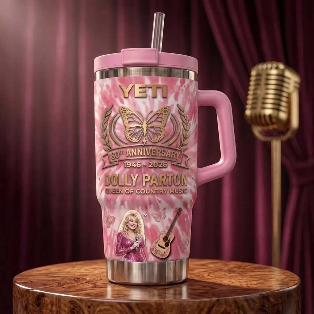 Dolly Parton 80th Anniversary Pink Stanley Tumbler Queen Of Country Music Dolly Parton Merch - Merchluma