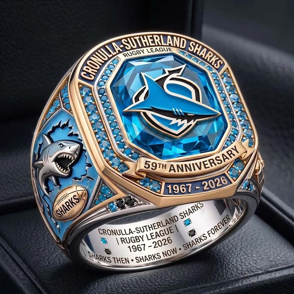 Cronulla-Sutherland Sharks 59th Anniversary Ring Sharks Merch Gift For Rugby Lovers - Merchluma