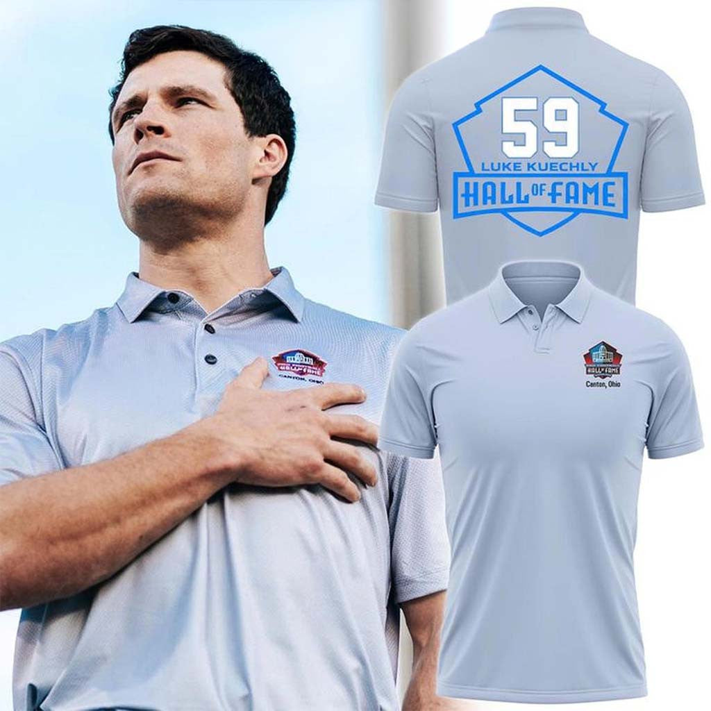 Carolina Panthers Luke Kuechly #59 Hall Of Fame Polo Shirt Panthers Merch Gift For Football Fan - Merchluma