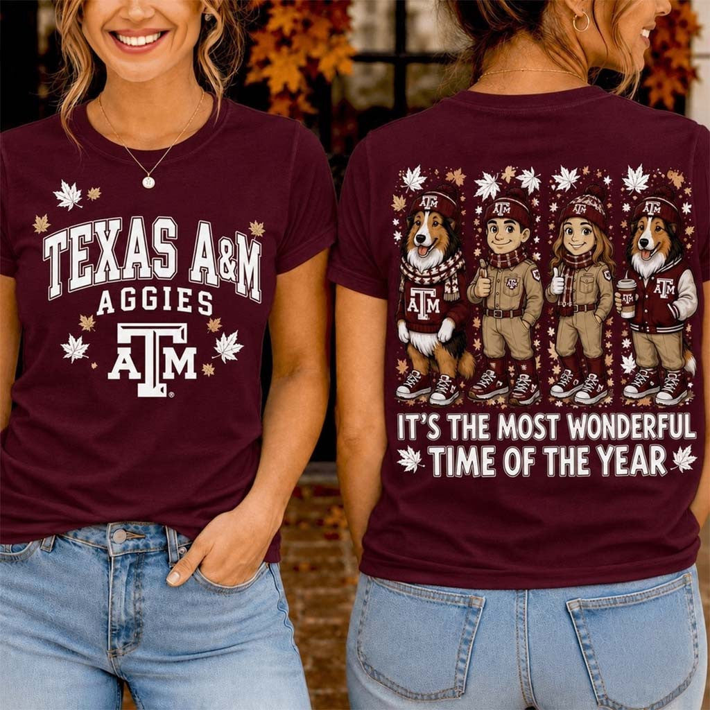 Texas A&M Aggies Merch 2026 Autumn Festive Cheer T-Shirt Fall Outfits Gift For Fans - Merchluma