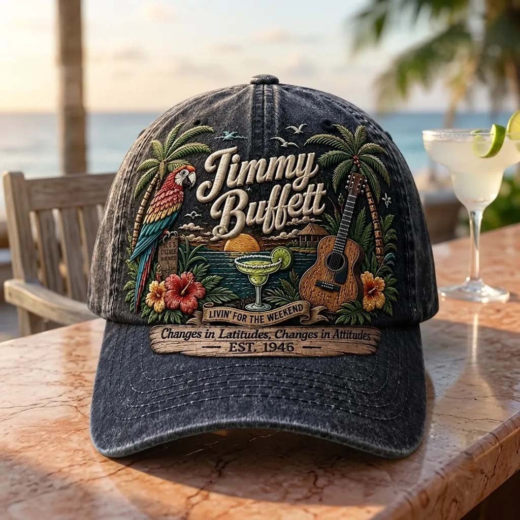 Jimmy Buffett Livin For The Weekend Hat Tropical Themd Cap Jimmy Buffett Merch Fan Gifts - Merchluma