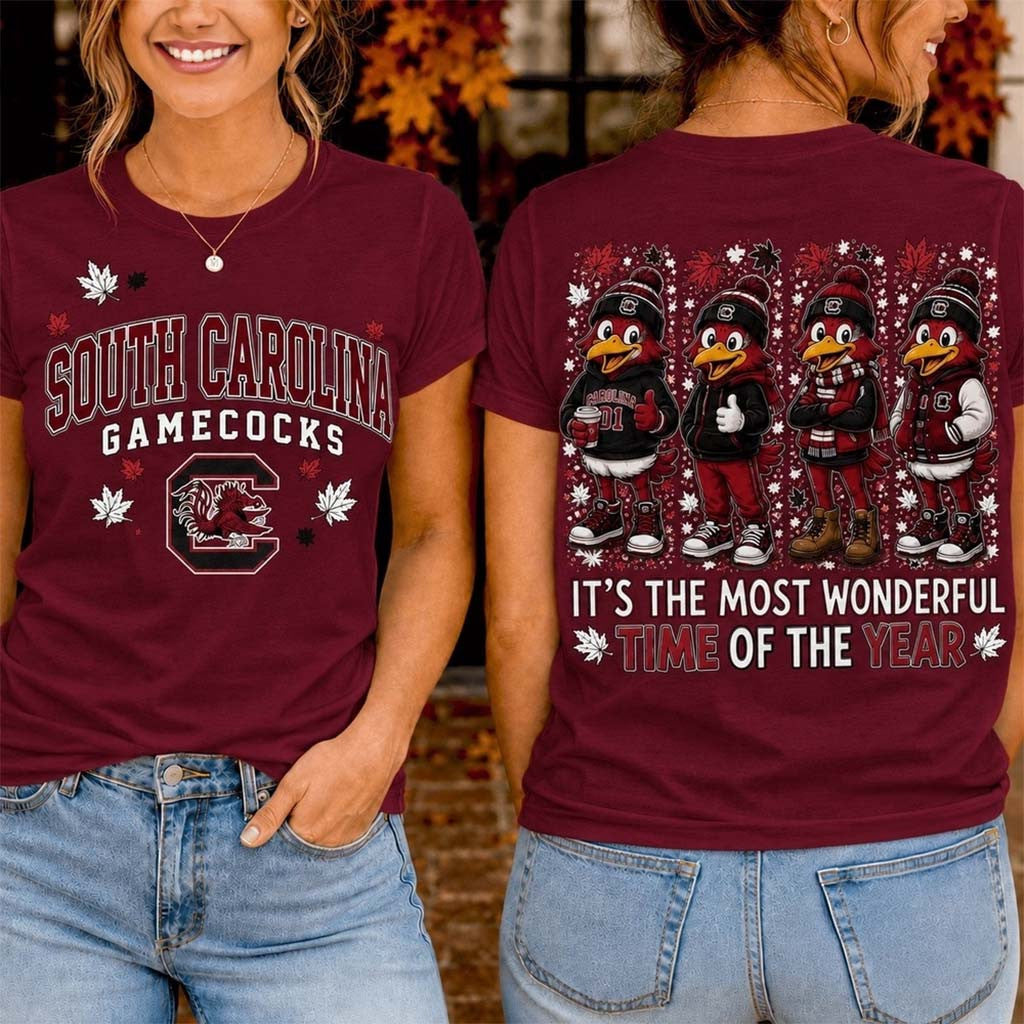 South Carolina Gamecocks Merch 2026 Autumn Festive Cheer T-Shirt Cute Fall Clothes Gifts - Merchluma