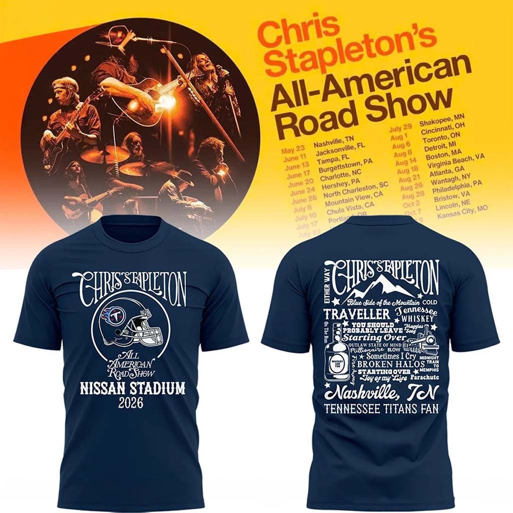 Tennessee Titans X Chris Stapleton All American Road Show T-Shirt Titans Merch Navy Fans Gifts - Merchluma