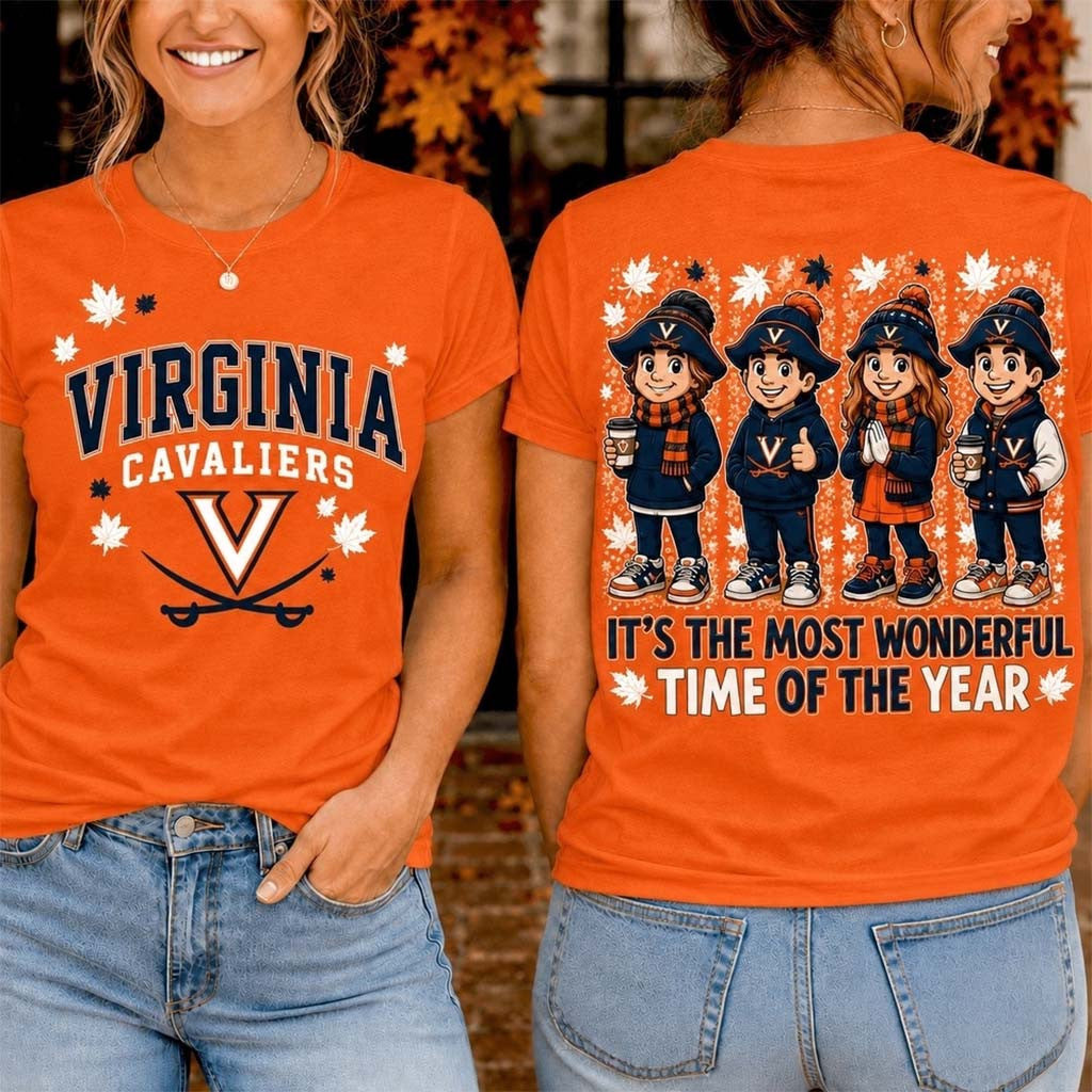 Virginia Cavaliers Merch 2026 Autumn Festive Cheer T-Shirt Fall Trendy Outfits Fan Gifts - Merchluma