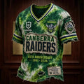 Canberra Raiders 1981 2026 Anniversary Distressed V-Neck Shirt Raiders Merch Rugby Fan Gifts - Merchluma