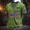 Canberra Raiders Distressed Green V-Neck Shirt Raiders Merch Present For Rugby Fan - Merchluma