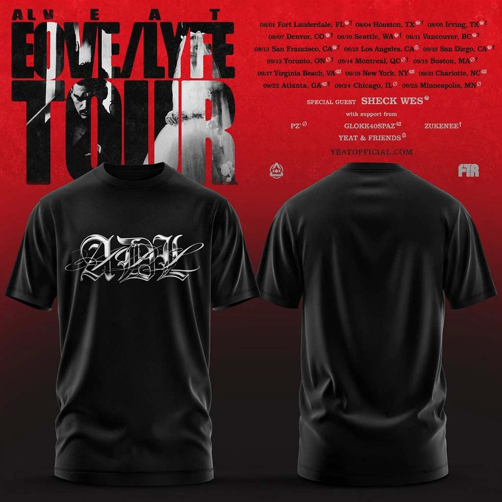 Yeat Lovelyfe Tour T-Shirt ADL Shirt Black Yeat Merch 2026 Gifts For Rap Lovers - Merchluma