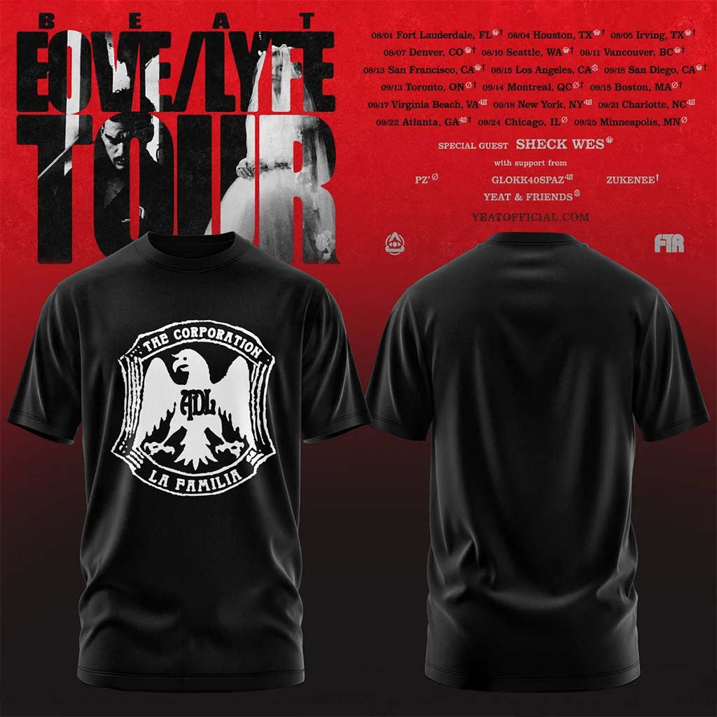 Yeat Lovelyfe Tour T-Shirt Black ADL Shirt 2026 Yeat Merch Gift For Hip Hop Lovers - Merchluma