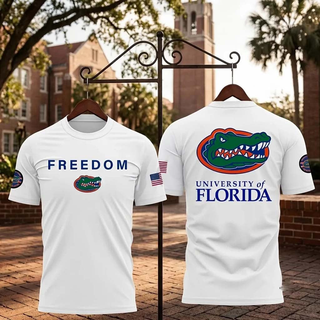 University Of Florida Freedom White T-Shirt Florida Gators Merch Present For Brothers - Merchluma