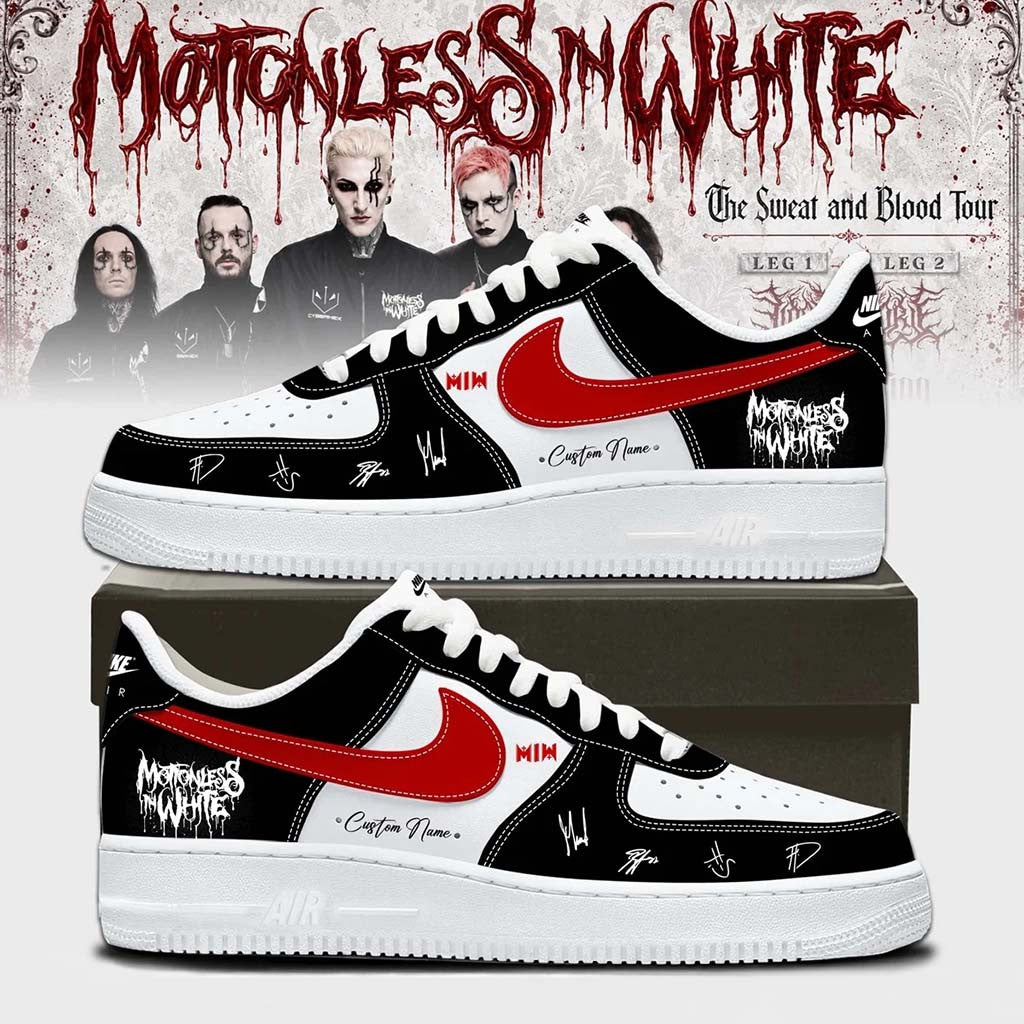 Custom Motionless In White Merch 2026 The Sweat And Blood Tour Sneakers Present For Band Fans - Merchluma
