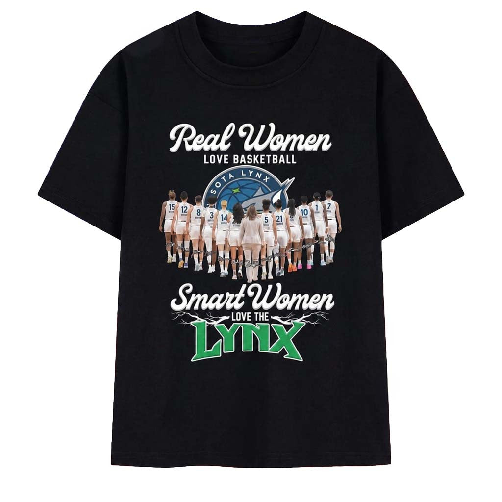 Real Women Love Basketball Smart Women Love The Lynx Minnesota Basketball All Team 2026 T-Shirt - Merchluma