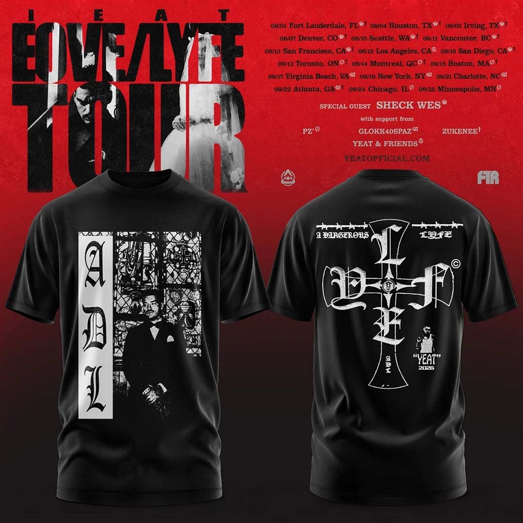 Yeat Lovelyfe Tour T-Shirt 2026 ADL Shirt Black Yeat Merch Gift For Rapper Fans - Merchluma